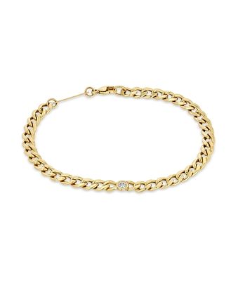 Zoe Chicco 14K Yellow Gold Floating Diamonds Diamond Curb Link Chain Bracelet