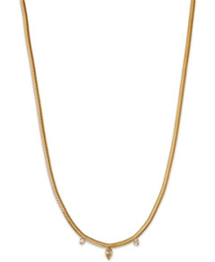 Zoe Chicco 14K Yellow Gold Pear & Prong Diamond Snake Chain Necklace, 16