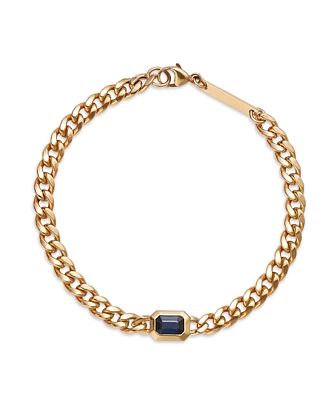 Zoe Chicco 14K Yellow Gold Sapphire Curb Chain Bracelet