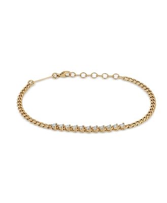 Zoe Chicco 14K Yellow Gold Tennis Diamond Curb Link Bracelet