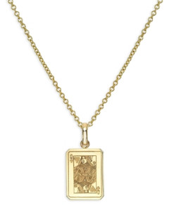 Zoe Lev 14K Gold Queen of Hearts Playing Card Pendant Necklace, 16-18