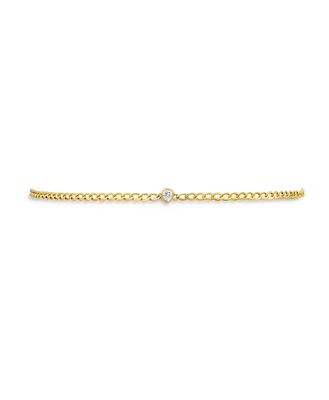Zoe Lev 14K Yellow Gold Cuban Link Choker Pear Diamond Necklace, 12-15