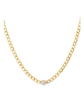 Zoe Lev 14K Yellow Gold Diamond Cuban Link Choker Necklace, 15