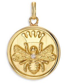 Zoe Lev 14K Yellow Gold Diamond Queen Bee Medallion Pendant