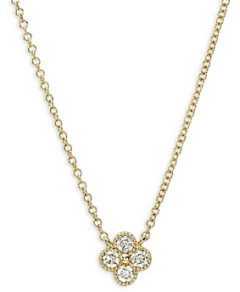 Zoe Lev 14K Yellow Gold Large Diamond Clover Pendant Necklace, 16
