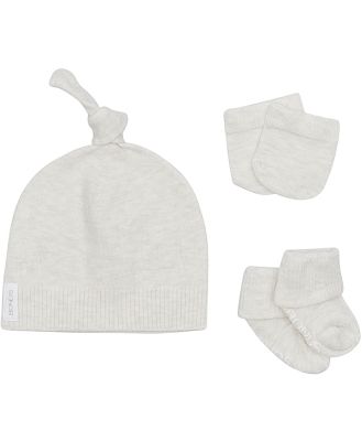 Bonds Baby Cotton Bamboo Beanie Hat Set in Snowy Marle Size: