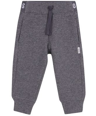 Bonds Baby Logo Fleece Trackie in Grey Black Marle Size: