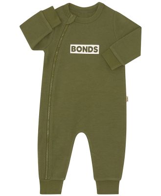 Bonds Baby Tech Sweats Zip Wondersuit in Hiker Green Size: