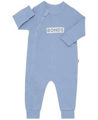 Bonds Baby Tech Sweats Zip Wondersuit in Mountain Blue Size: