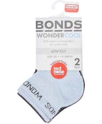 Bonds Baby Wondercool Low Cut Socks 2 Pack in White/Pandora Size: