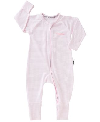 Bonds Baby Zip Cotton Wondersuit in Ballet Pink/White Size: