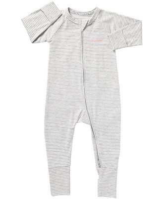 Bonds Baby Zip Cotton Wondersuit in Luxe Storm Marle/White Size: