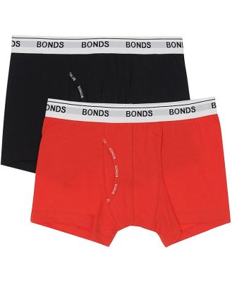 Bonds Boys Guyfront Trunk 2 Pack in Black/Red Size: