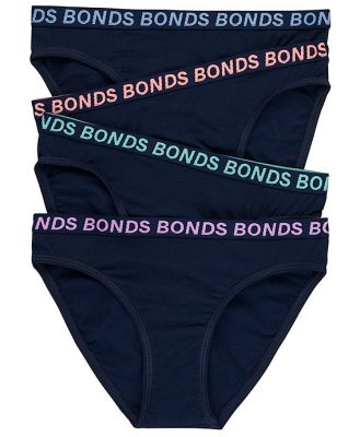 Bonds Girls Bikini Sport 4 Pack in Navy Size: