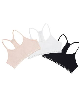 Bonds Girls Hipster Racer Crop 3 Pack in Tea Party/Black/White Size: