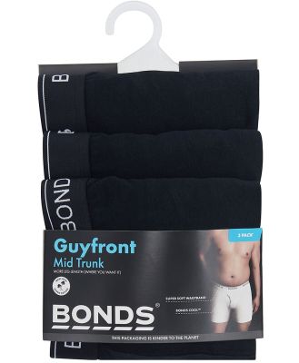 Bonds Guyfront Mid Trunk 3 Pack in Black Size: