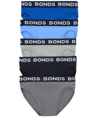 Bonds Hipster Brief 5 Pack in Palais Blue/Fire Engine/New Grey Marle Size: