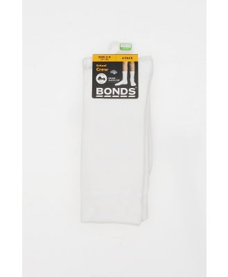 Bonds Kids Cotton School Oxford Crew Socks 4 Pack in White Size: