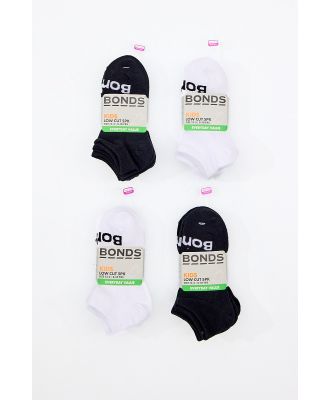 Bonds Kids Everyday Value Low Cut Socks 20 Pack Size: 5-7 Years, Cotton, Moisture-Wicking