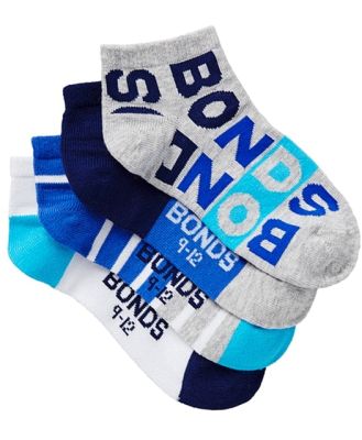 Bonds Kids Fashion Trainer 4 Pack Socks Size: 5-7 Years, Cotton