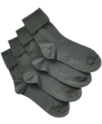 Bonds Kids School Cotton Turnover Top 4 Pack Socks in Grey Size: