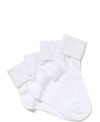 Bonds Kids School Cotton Turnover Top 4 Pack Socks in White Size: