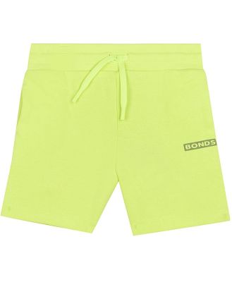 Bonds Kids Tech Sweats Short in Lemon Tea Tree Size: 14, Cotton