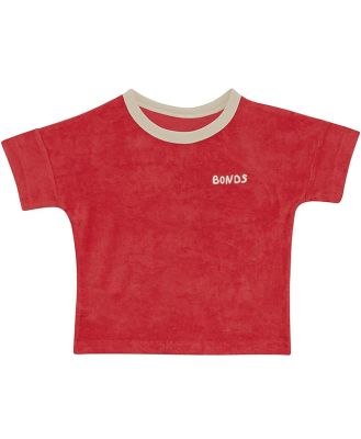 Bonds Kids Terry Towelling Tee in Cherry Soda Size: