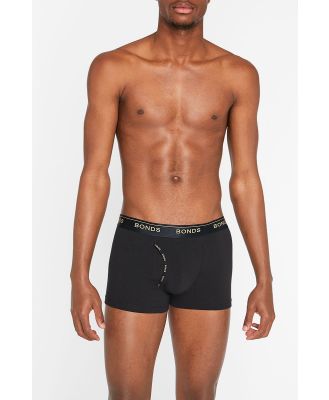 Bonds Men's Cotton Guyfront Trunk in Black/Black/Gold Size: