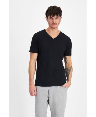 Bonds Men's Cotton Midweight V Neck Tee in Nu Black Size: