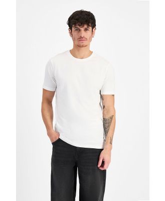 Bonds Men's Cotton Slim Longline Midweight Crew Tee in Nu White Size: