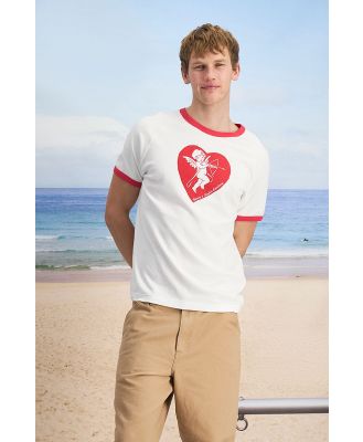 Bonds Men's Cotton X Double Rainbouu Raglan Tee in Sweet Valentine Size: