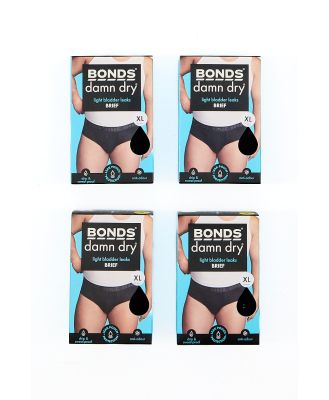 Bonds Men's Damn Dry Brief 4 Pack in Black Size: