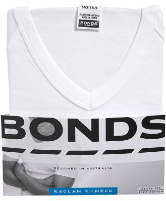 Bonds Men's Genuine Cotton V-Neck Raglan Tee in White Size: