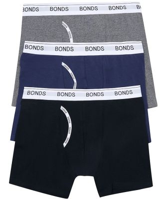 Bonds Men's Guyfront Cotton Mid Trunk 3 Pack in Charcoal/Nav/Black Size: 2XL, Aussie Cotton