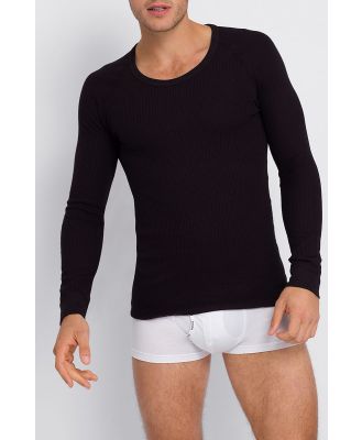 Bonds Men's Holeproof Aircel Thermal Long Sleeve Tee in Black Size: