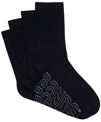 Bonds Mens Logo Lightweight Crew 4 Pack Socks in Black Size: 11+, Aussie Cotton