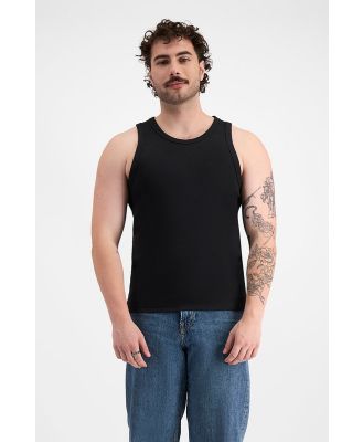 Bonds Men's Organic Cotton Rib Tank Top in Nu Black Size: