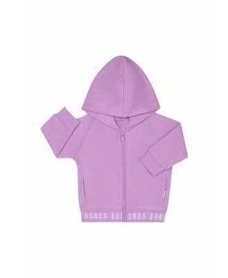 Bonds Newbies Logo Fleece Hoodie in Purple Peonie Size: