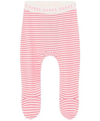 Bonds Newbies Rib Foot Legging in Stripe 4U2 Size: