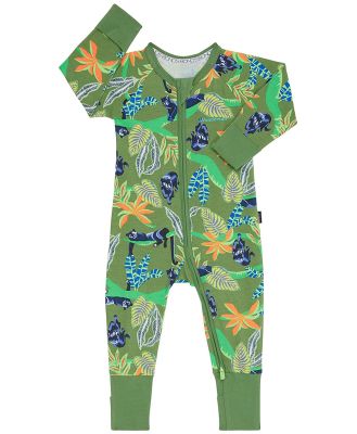 Bonds Newbies Zip Cotton Wondersuit in Panther Pounce Khaki Size: