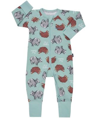 Bonds Newbies Zip Cotton Wondersuit in Trail Buddies Magic Mint Size: