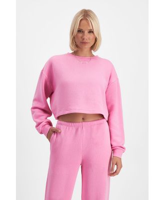 Bonds Sweats Cropped Fleece Pullover in Pink Sky Size: