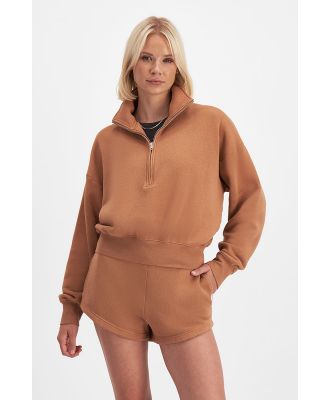 Bonds Sweats Relaxed Half Zip Pullover in Warm Caramel Size: