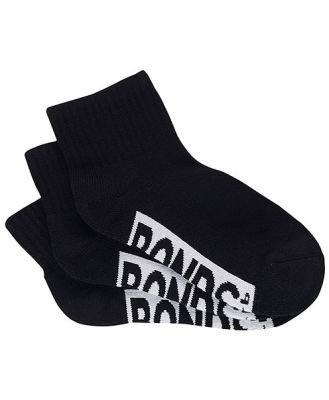 Bonds Toddler Cotton Cushioned Quarter Crew 3 Pack Socks in Black Size: 2-4 Years, Aussie Cotton