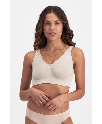 Bonds Women's Comfy Seamless Crop Bra in Petal Dust Heather Size: