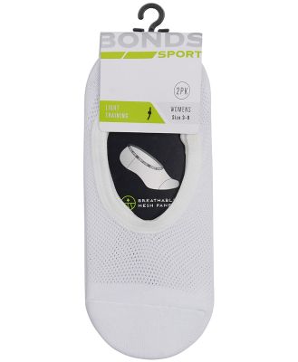 Bonds Womens Mesh Footlet 2 Pack in White Size:
