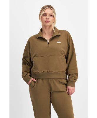 Bonds Women's Move Half Zip Pullover in Desert Fern Size: