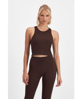 Bonds Women's Move Rib Tank Top in Dark Brownie Size: