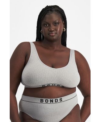 Bonds Women's Retro Rib™ Seamless Deep V Crop Bra in Heritage Grey Marle Size: